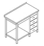 Stół z półką i modułem czterech szuflad C-G 024